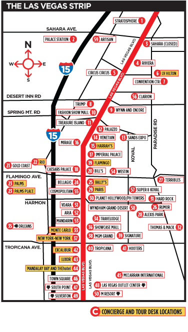 dicas de Las Vegas mapa strip